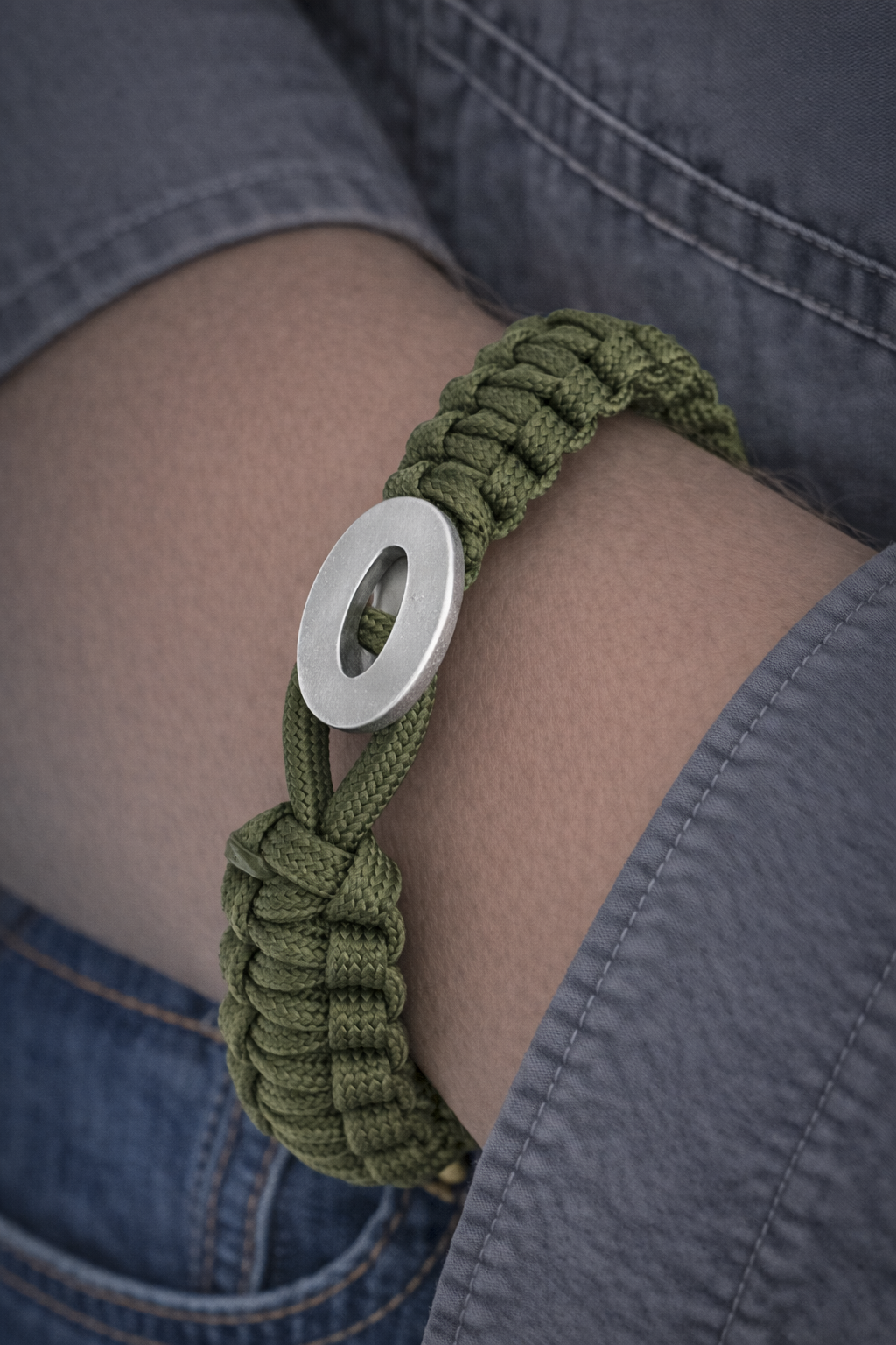 From Soldier to Soldier FSTS Bracelet Green with Brushed Sterling Silver Lock — Bransoletka