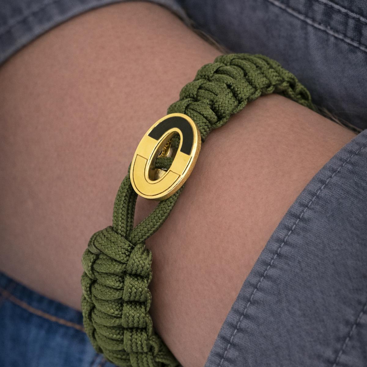 From Soldier to Soldier — FSTS Bracelet Green with Gold Plated Sterling Silver Dark Bright Lock From Soldier to Soldier FSTS Bracelet Green with Gold Plated Sterling Silver Dark Bright Lock — Armbånd