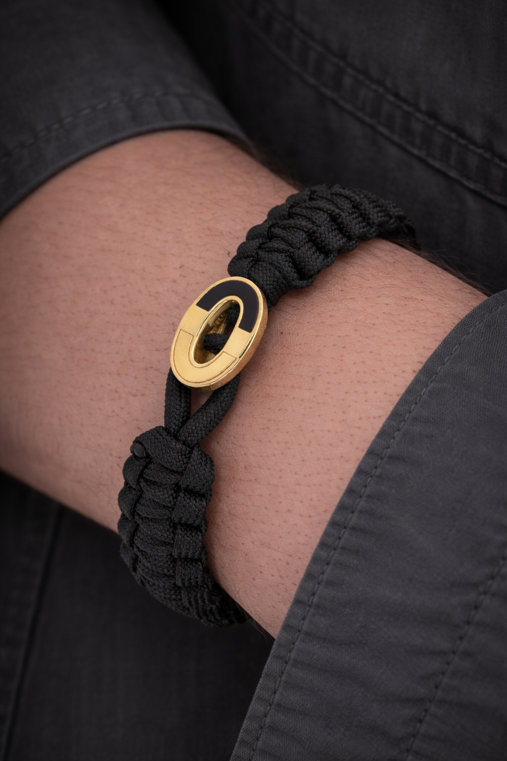 From Soldier to Soldier FSTS Bracelet Black with Dark Bright Gold Plated Sterling Silver Lock — Bransoletka