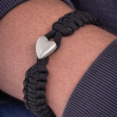 From Soldier to Soldier — FSTS Bracelet Black with Sterling Silver Heart Lock From Soldier to Soldier FSTS Bracelet Black with Sterling Silver Heart Lock — Bransoletka