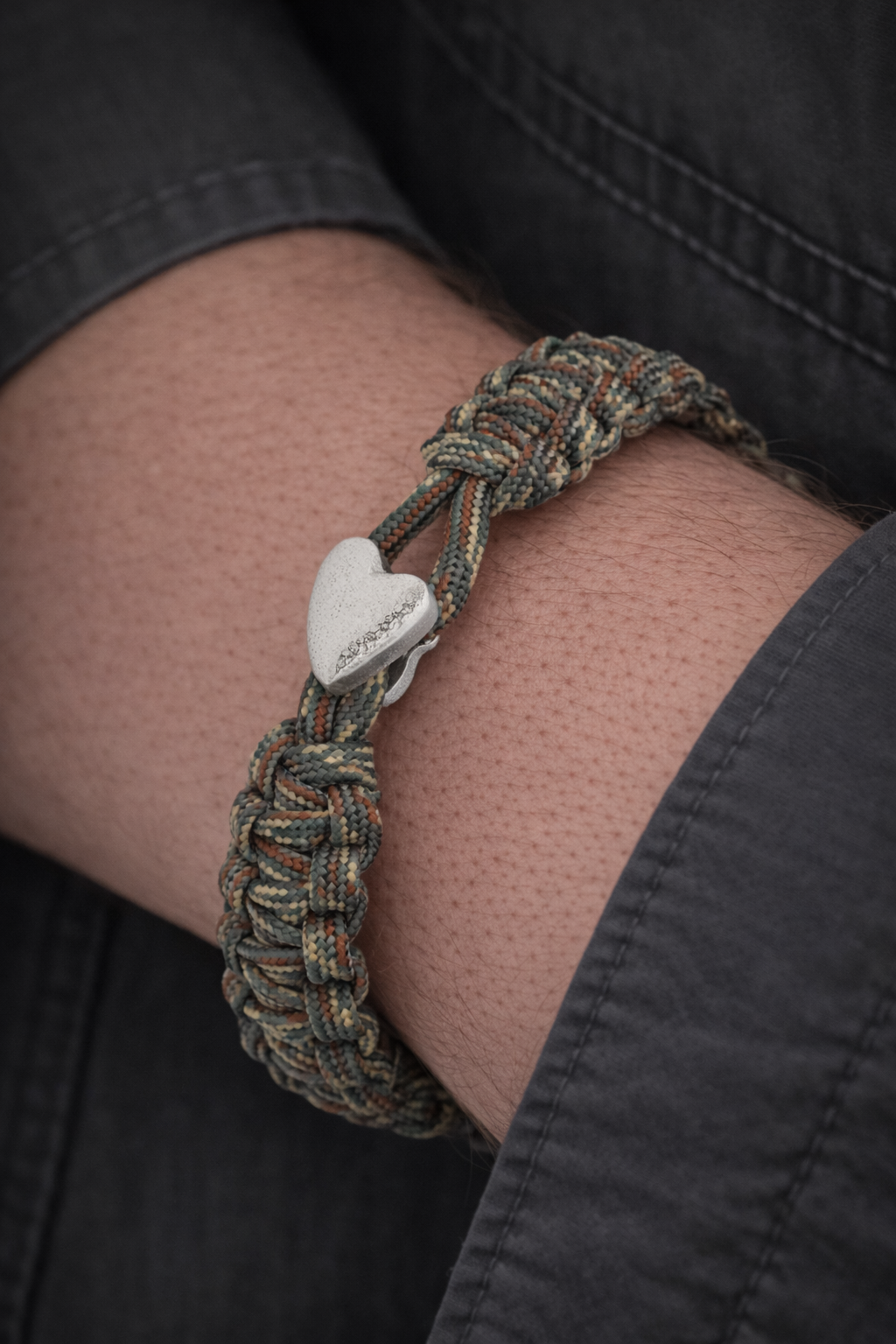 From Soldier to Soldier FSTS Bracelet Camouflage with Sterling Silver Heart Lock — Bransoletka