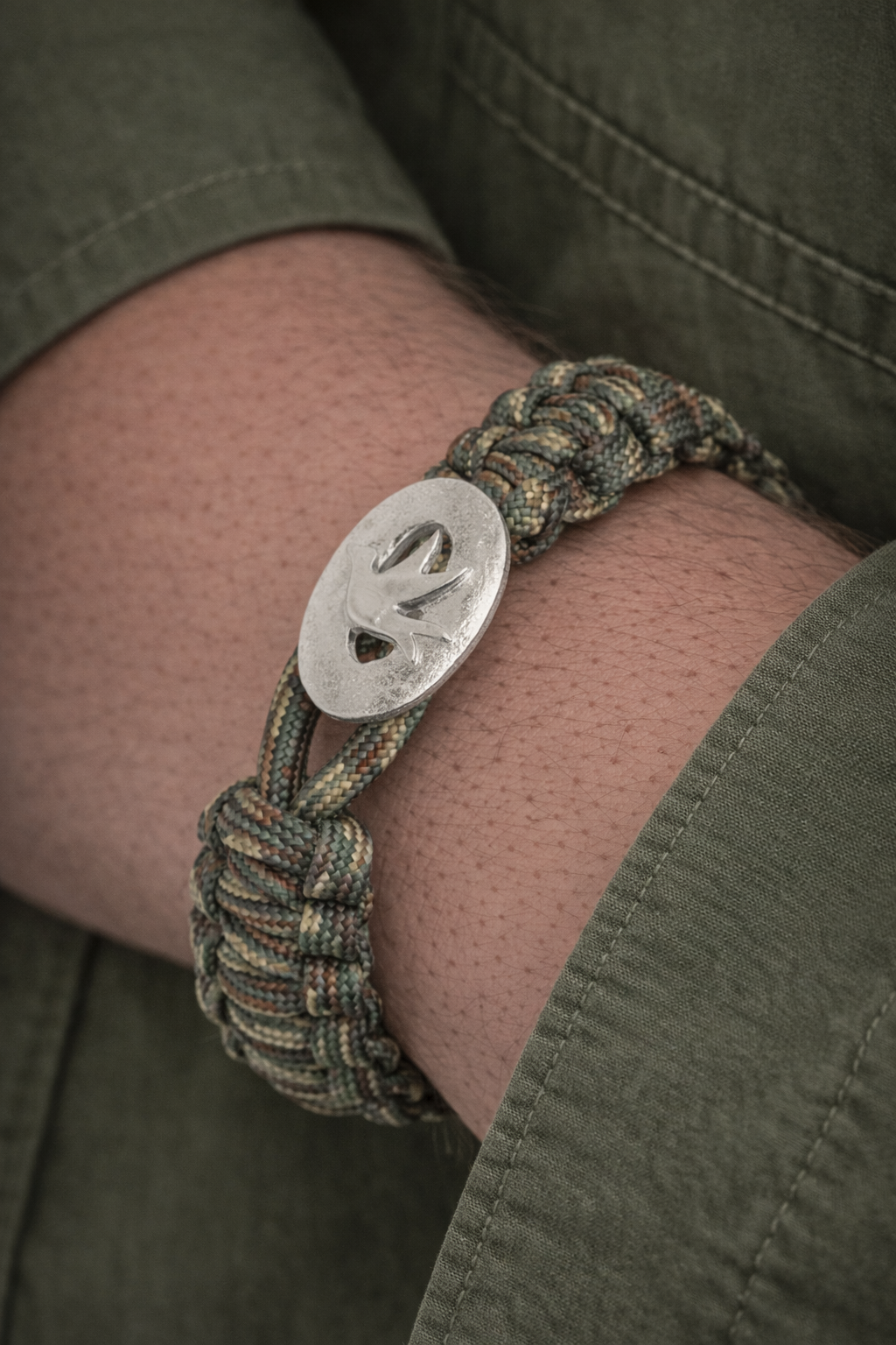 From Soldier to Soldier FSTS Bracelet Camouflage with Sterling Silver Peace Dove Lock — Bransoletka