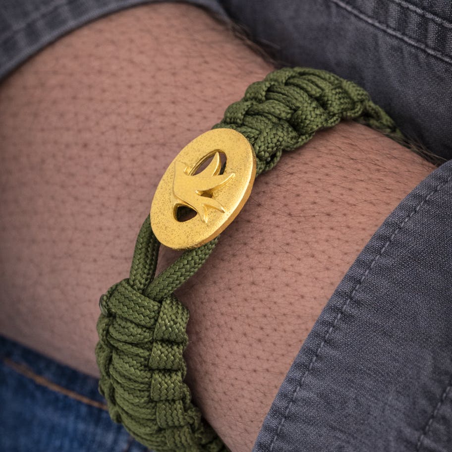 From Soldier to Soldier — FSTS Bracelet Green with Gold Plated Sterling Silver Peace Dove Lock From Soldier to Soldier FSTS Bracelet Green with Gold Plated Sterling Silver Peace Dove Lock — Armbånd