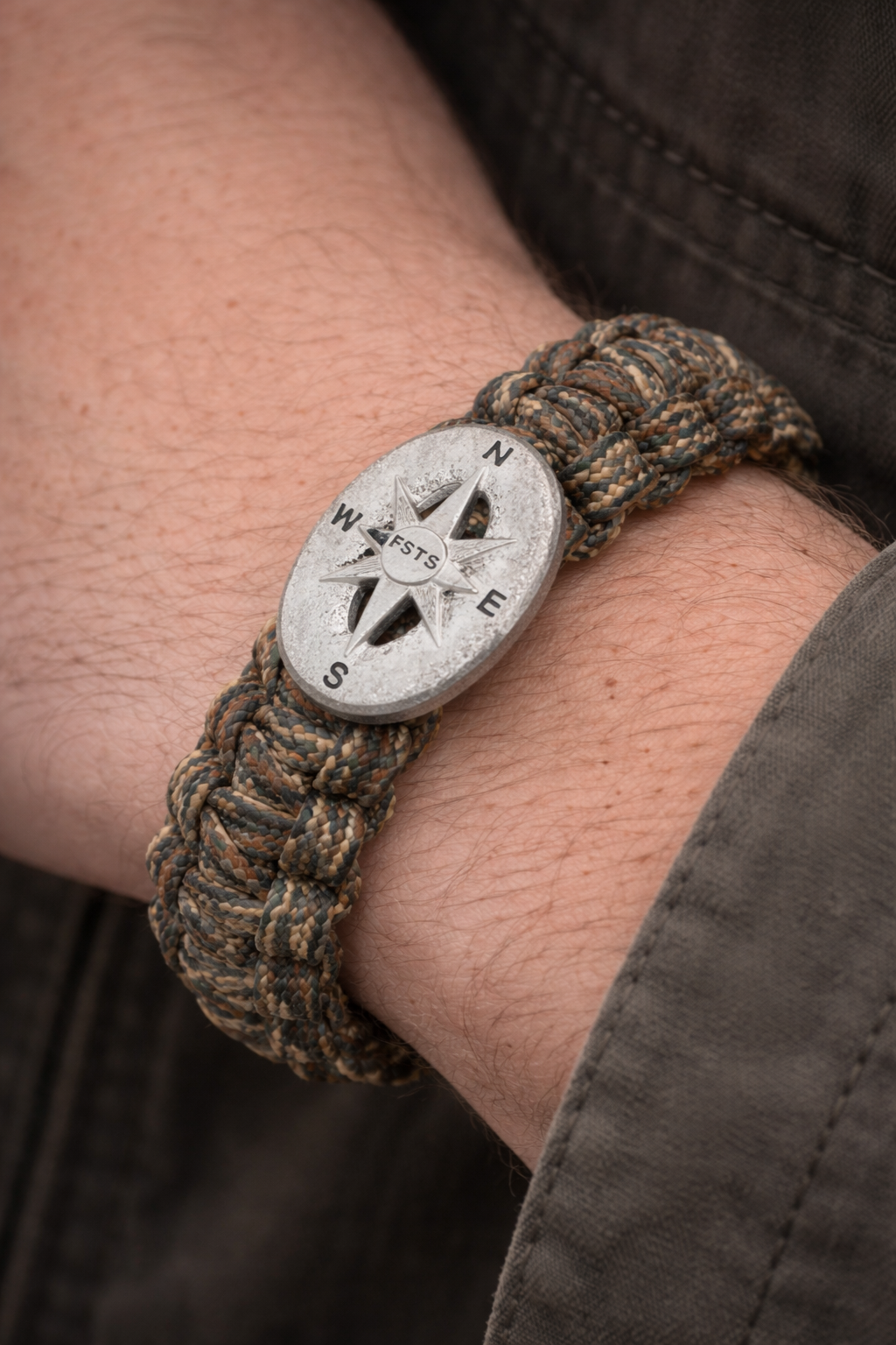 From Soldier to Soldier FSTS Bracelet Camouflage with Sterling Silver Compass Lock — Bransoletka