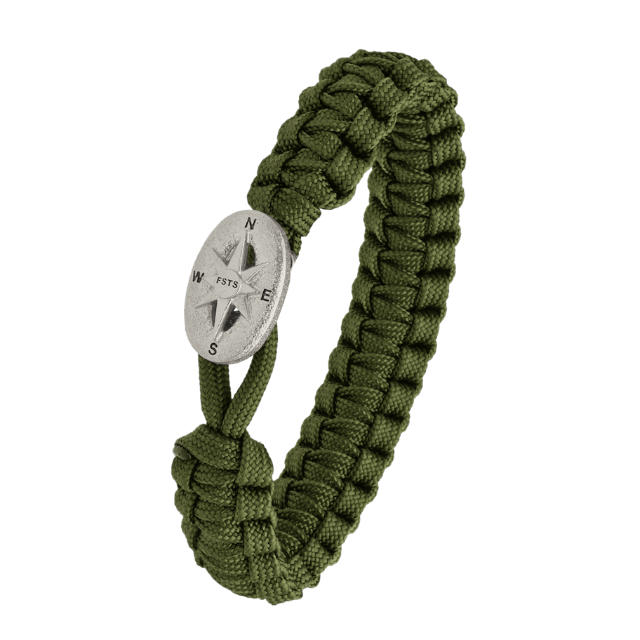From Soldier to Soldier — FSTS Bracelet Green with Sterling Silver Compass Lock From Soldier to Soldier FSTS Bracelet Green with Sterling Silver Compass Lock — Armbånd