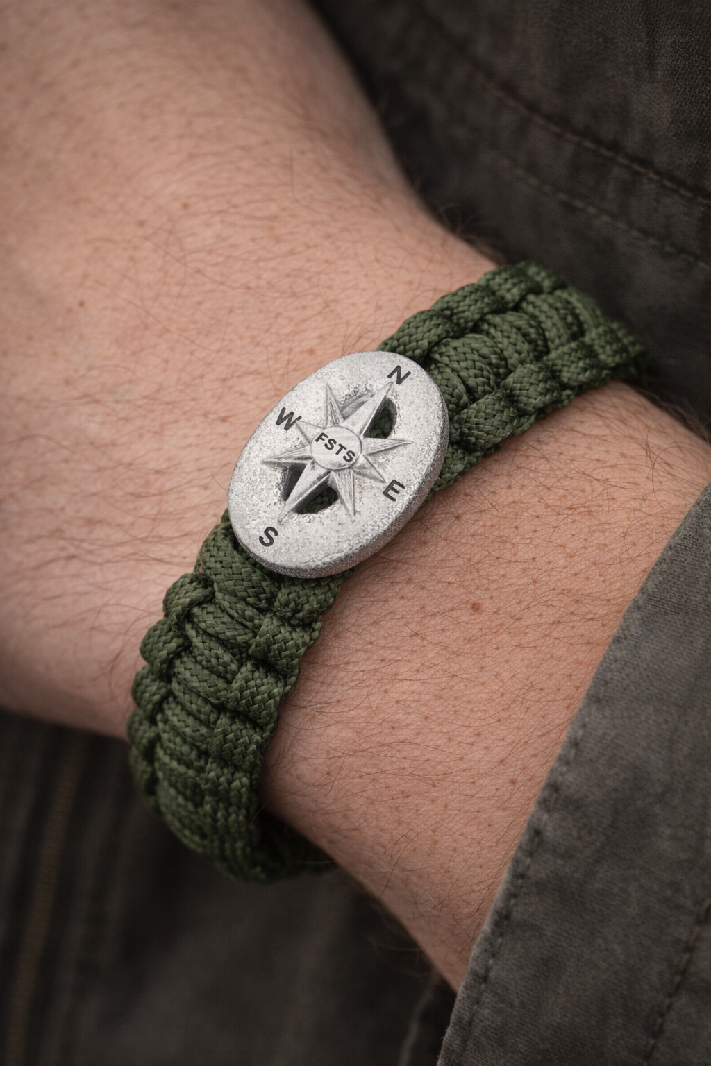 From Soldier to Soldier FSTS Bracelet Green with Sterling Silver Compass Lock — Bransoletka