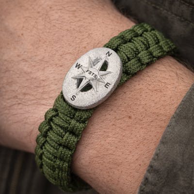 From Soldier to Soldier — FSTS Bracelet Green with Sterling Silver Compass Lock From Soldier to Soldier FSTS Bracelet Green with Sterling Silver Compass Lock — Bracelet