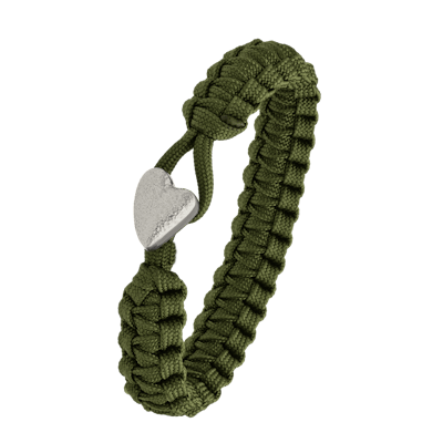 From Soldier to Soldier — FSTS Bracelet Green with Sterling Silver Heart Lock From Soldier to Soldier FSTS Bracelet Green with Sterling Silver Heart Lock — Bransoletka