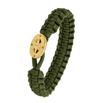 From Soldier to Soldier — FSTS Bracelet Green with Gold Plated Sterling Silver Compass Lock From Soldier to Soldier FSTS Bracelet Green with Gold Plated Sterling Silver Compass Lock — Bransoletka