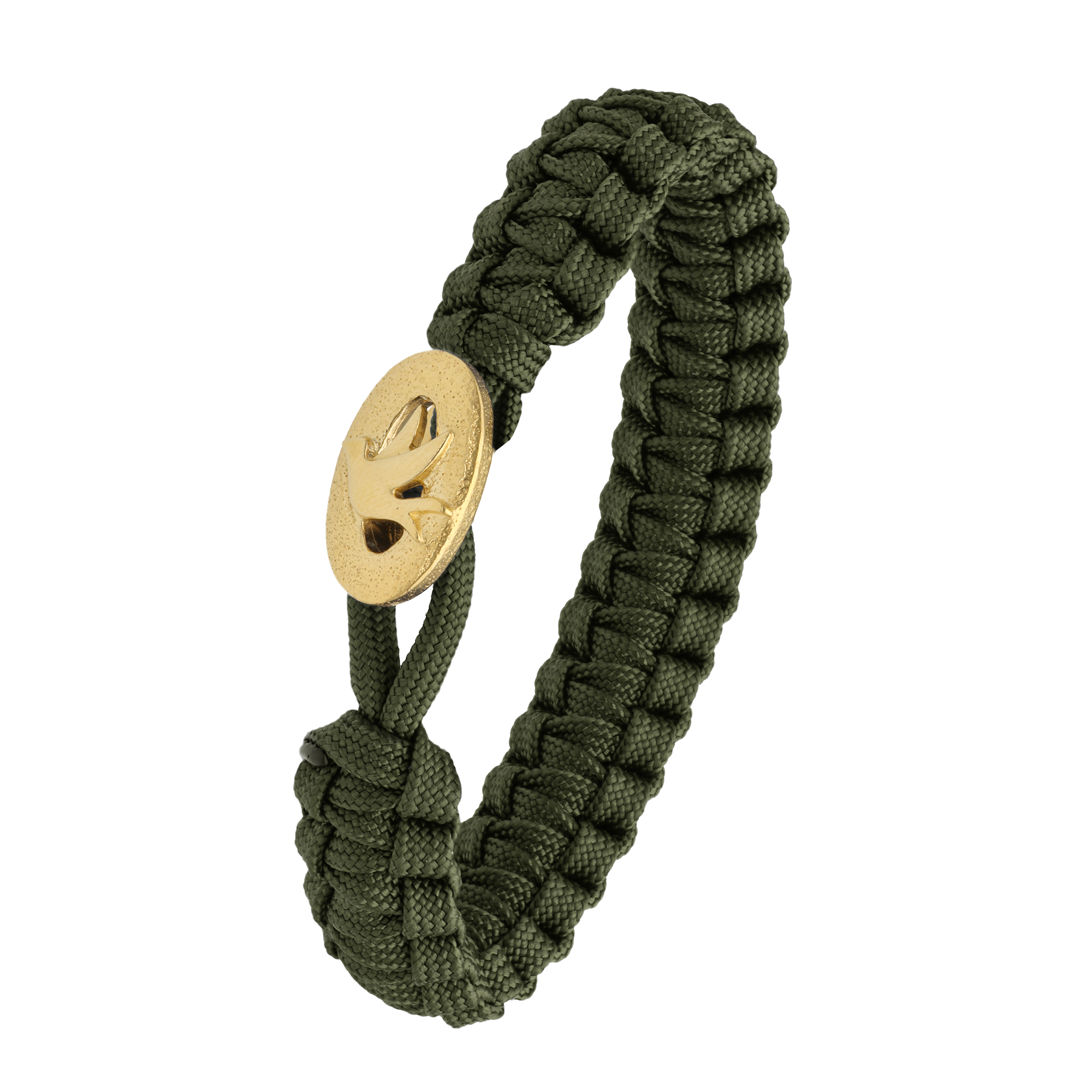 From Soldier to Soldier FSTS Bracelet Green with Gold Plated Sterling Silver Peace Dove Lock — Bransoletka