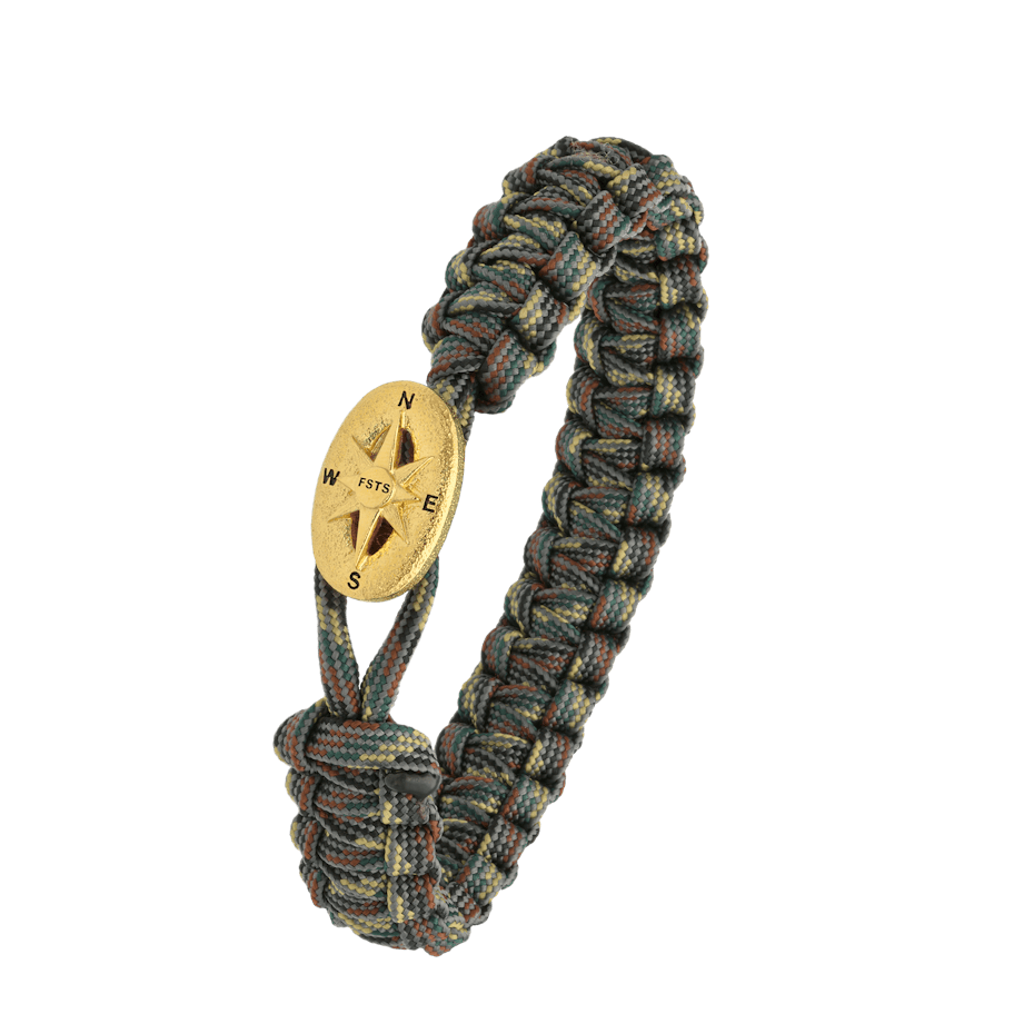 From Soldier to Soldier — FSTS Bracelet Camouflage with Gold Plated Sterling Silver Compass Lock From Soldier to Soldier FSTS Bracelet Camouflage with Gold Plated Sterling Silver Compass Lock — Armbånd