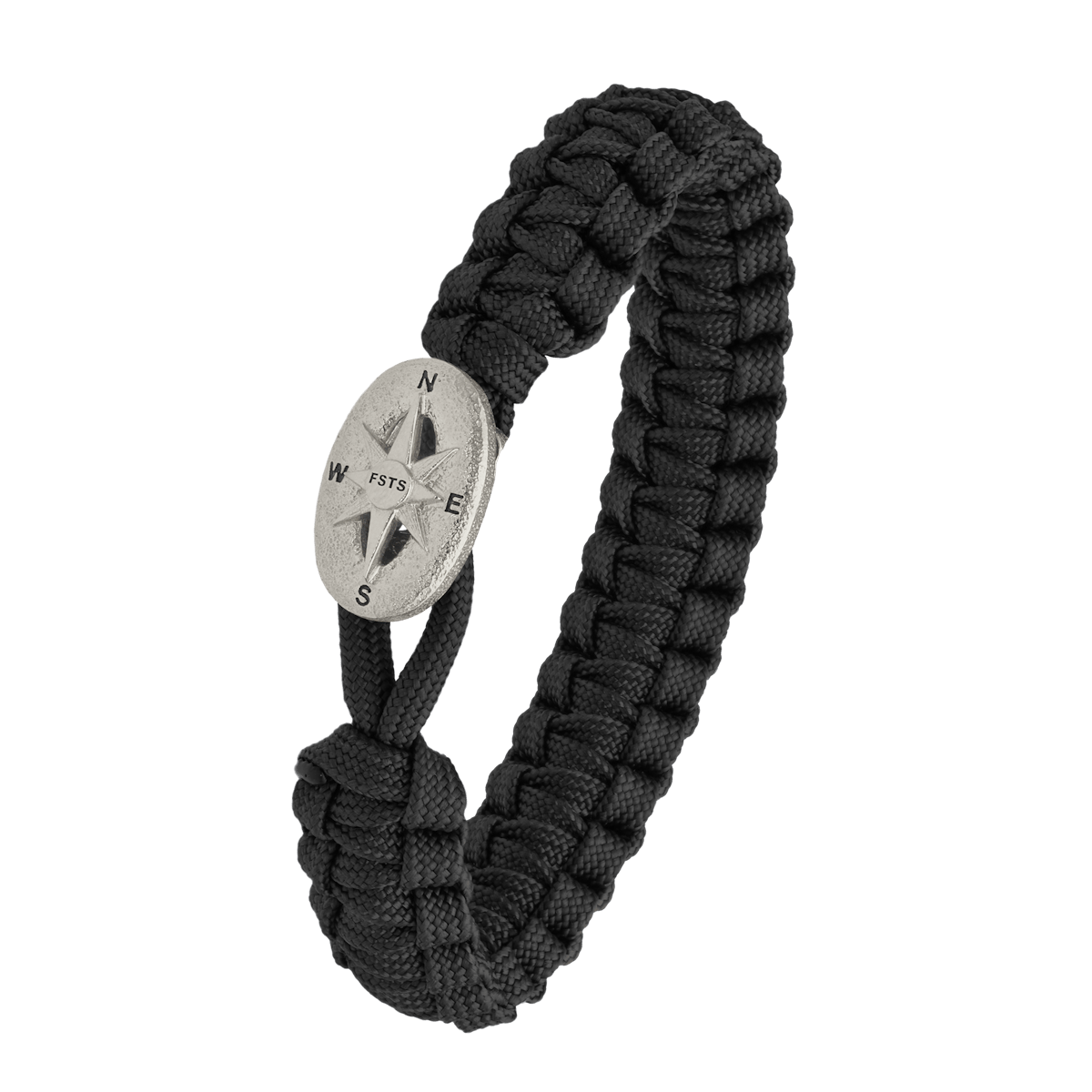 From Soldier to Soldier — FSTS Bracelet Black with Sterling Silver Compass Lock From Soldier to Soldier FSTS Bracelet Black with Sterling Silver Compass Lock — Armbånd