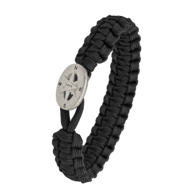 From Soldier to Soldier — FSTS Bracelet Black with Sterling Silver Compass Lock From Soldier to Soldier FSTS Bracelet Black with Sterling Silver Compass Lock — Bransoletka