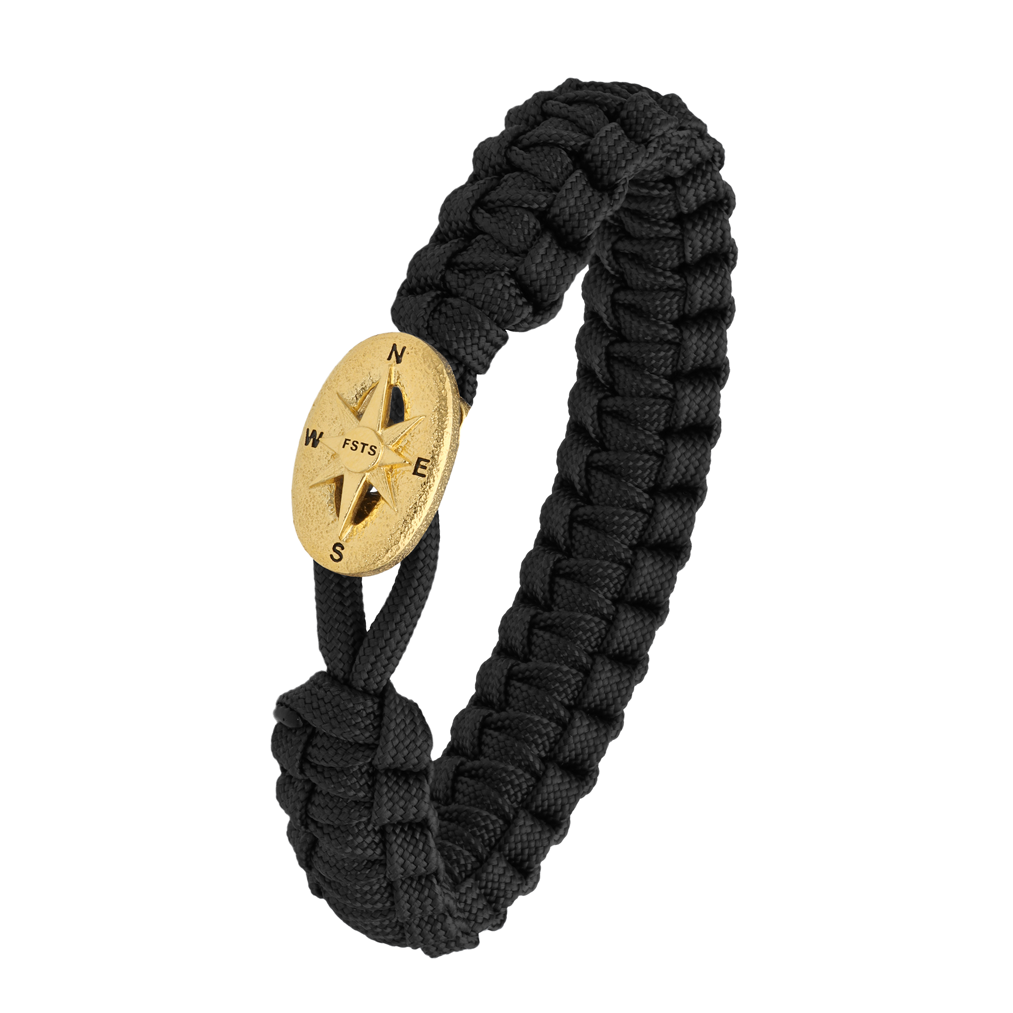 From Soldier to Soldier FSTS Bracelet Black with Gold Plated Sterling Silver Compass Lock — Bransoletka