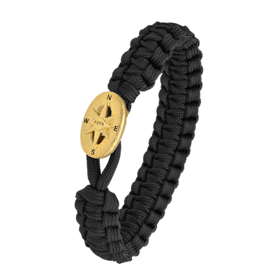 From Soldier to Soldier — FSTS Bracelet Black with Gold Plated Sterling Silver Compass Lock From Soldier to Soldier FSTS Bracelet Black with Gold Plated Sterling Silver Compass Lock — Bransoletka