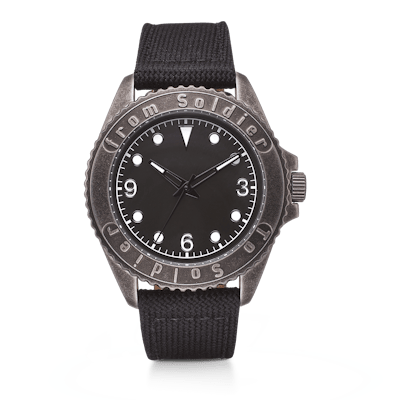 From Soldier to Soldier — FSTS Watch Stainless Steel 5 ATM Miyota Mov't Black Canvas Strap From Soldier to Soldier FSTS Watch Stainless Steel 5 ATM Miyota Mov't Black Canvas Strap — Accessoire