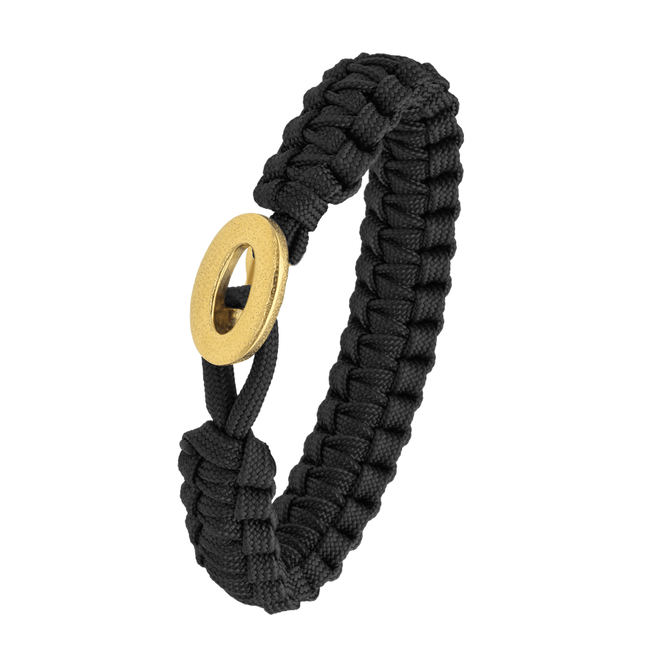 From Soldier to Soldier — FSTS Bracelet Black with Brushed Gold Plated Sterling Silver Lock From Soldier to Soldier FSTS Bracelet Black with Brushed Gold Plated Sterling Silver Lock — Armbånd