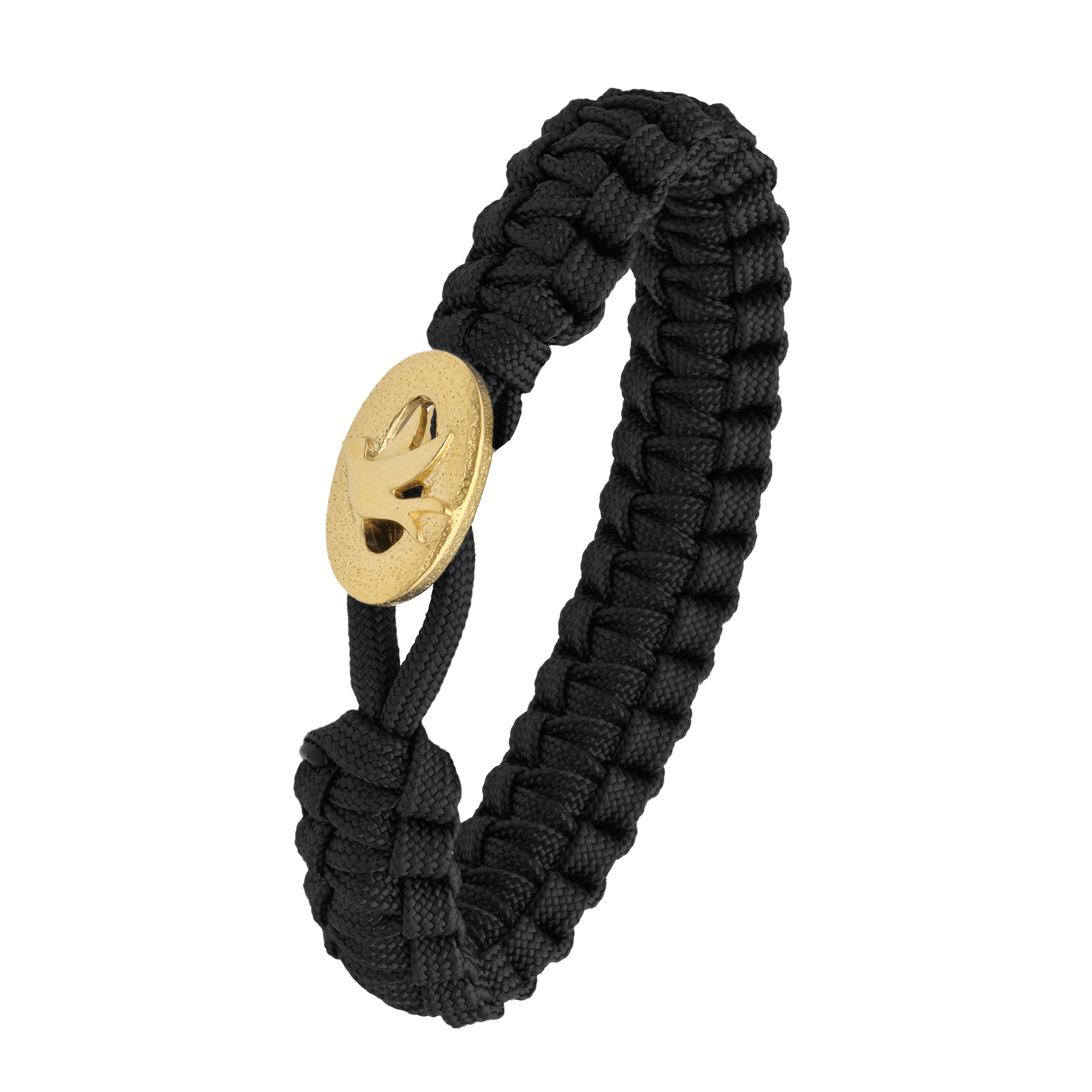 From Soldier to Soldier FSTS Bracelet Black with Gold Plated Sterling Silver Peace Dove Lock — Bransoletka