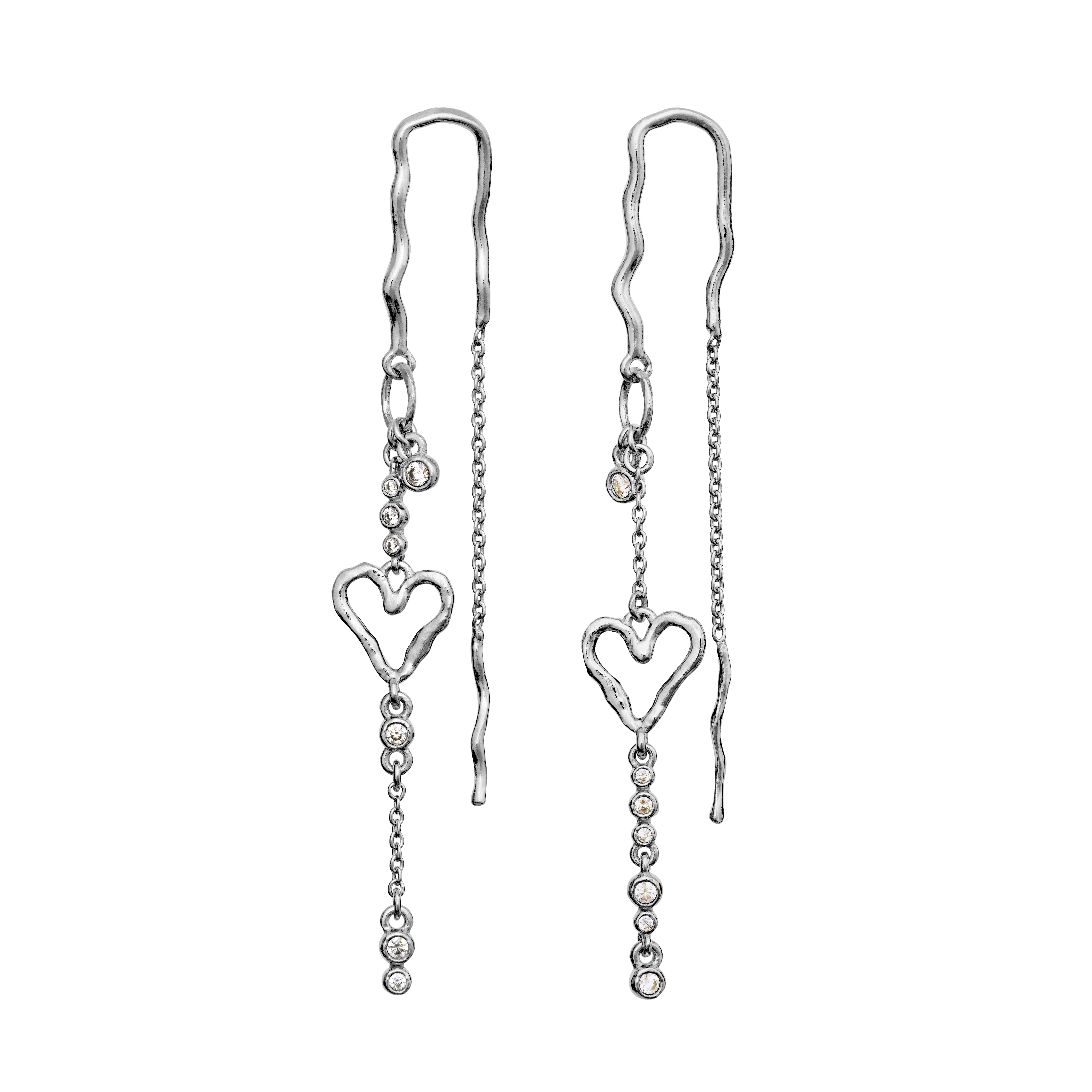 silver heart earchains