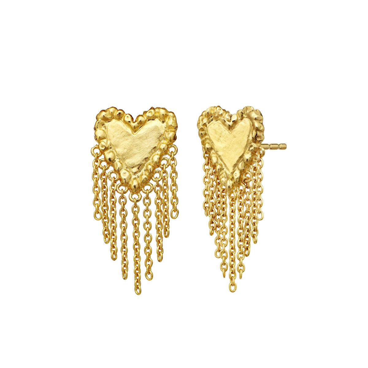 Maanesten — Giulietta Earrings Golden heart chain earings