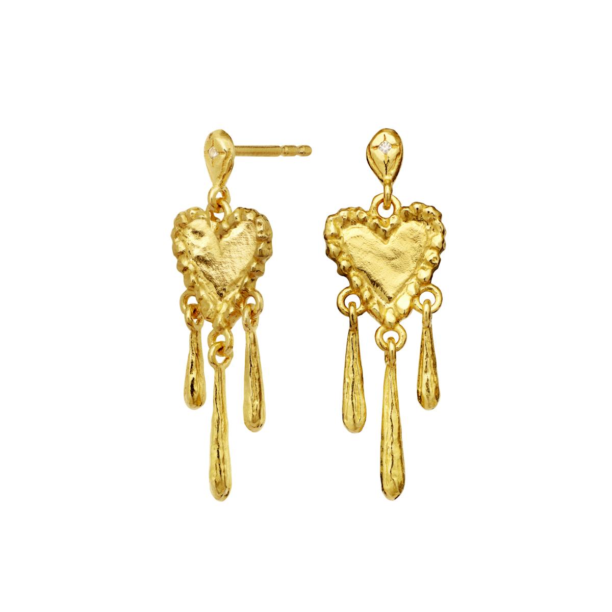 Maanesten — Trista Earrings Golden droppy heart earsicks
