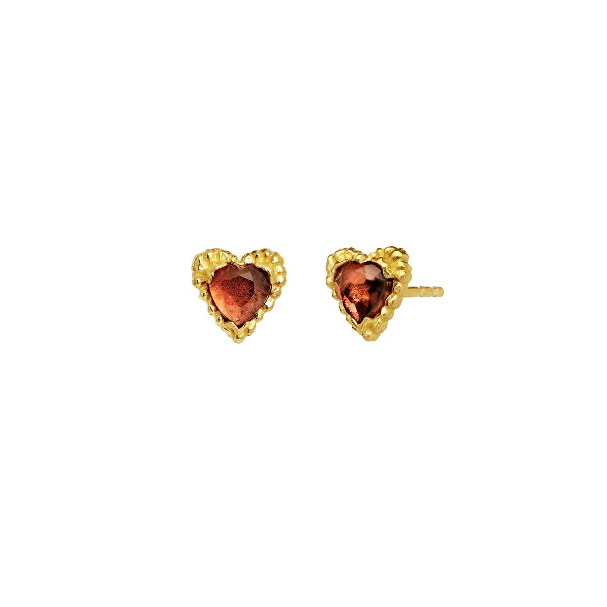 Maanesten — Lina Rosa Earsticks Golden garnet earing