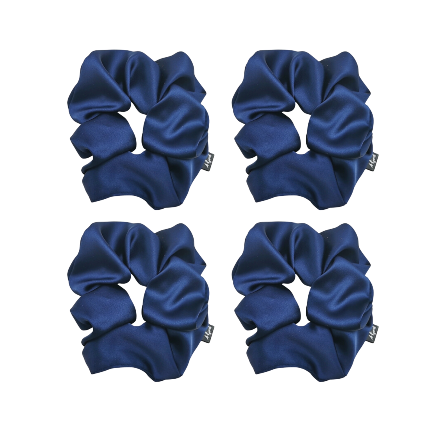 A-Hjort Jewellery 4-Pack Hair Scrunchie Navy Satin — Accessories