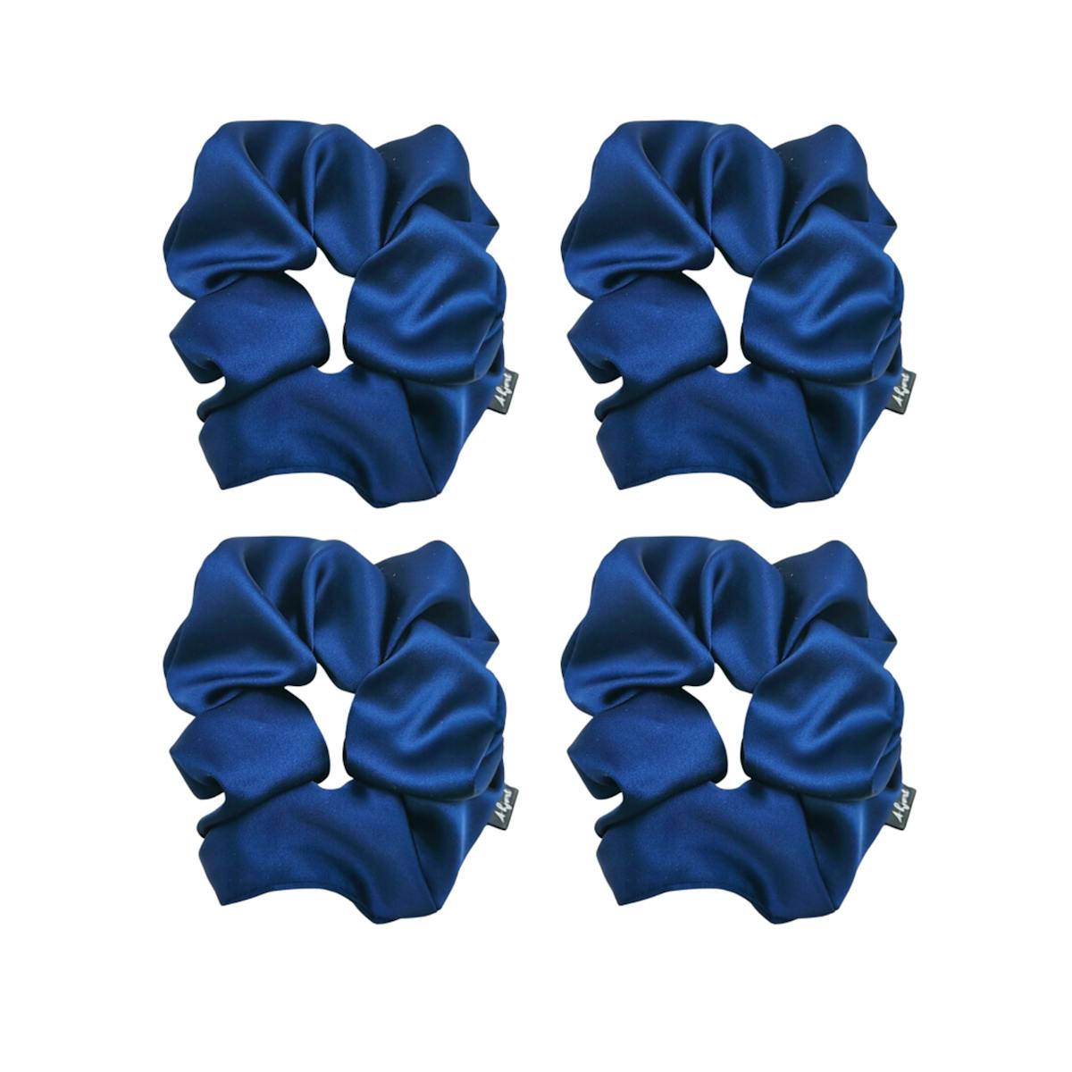 A-Hjort Jewellery — 4-Pack Hair Scrunchie Navy Satin A-Hjort Jewellery 4-Pack Hair Scrunchie Navy Satin — Accessories