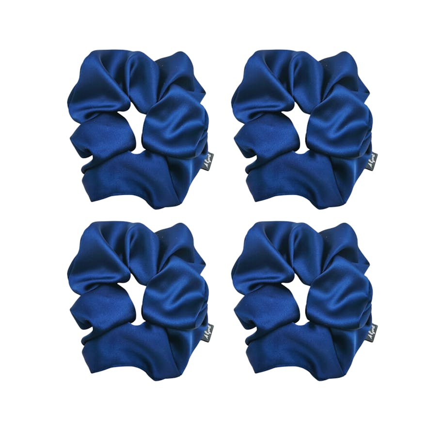 A-Hjort Jewellery — 4-Pack Hair Scrunchie Navy Satin A-Hjort Jewellery 4-Pack Hair Scrunchie Navy Satin — Accessoarer