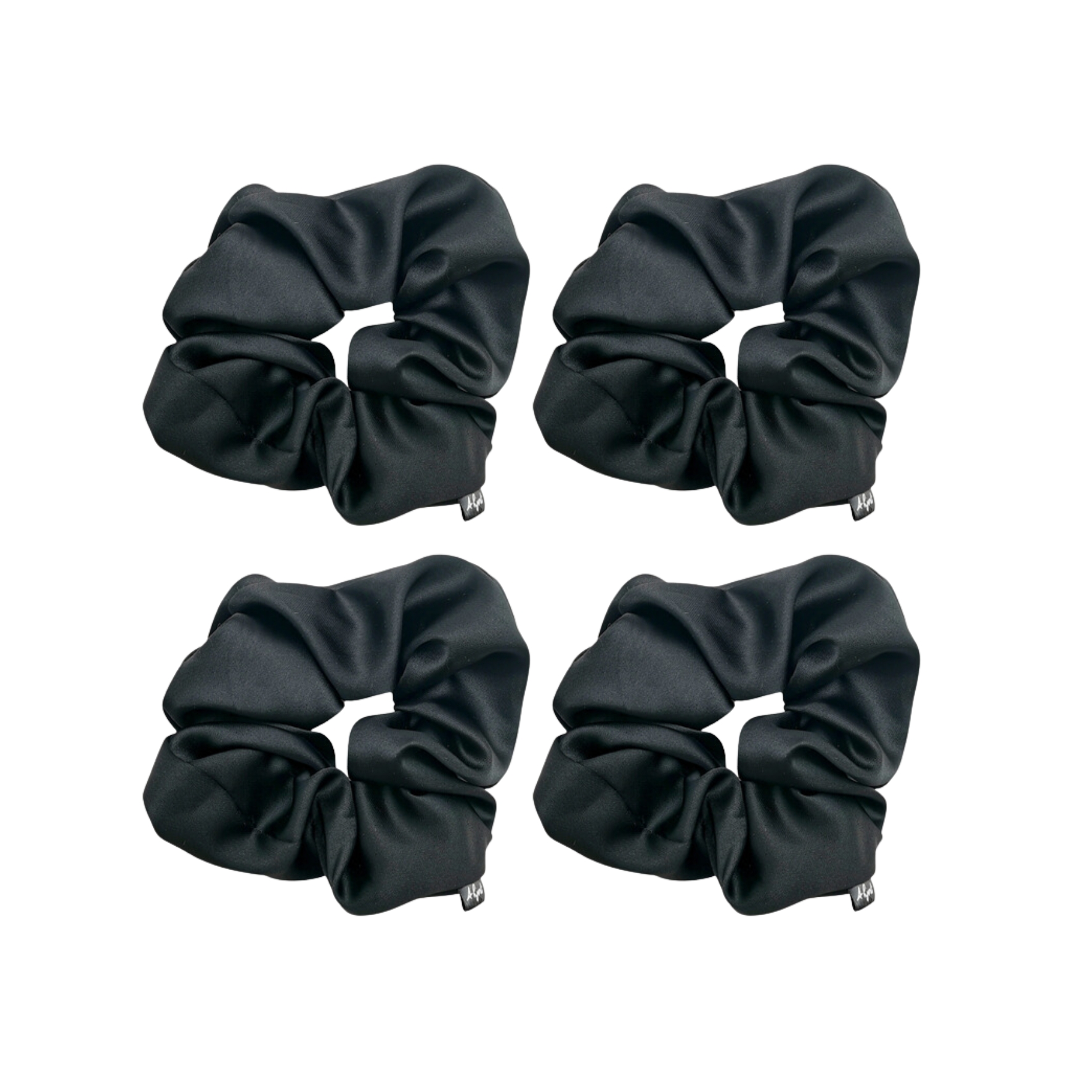 A-Hjort Jewellery 4-Pack Hair Scrunchie Black Satin — Accessories