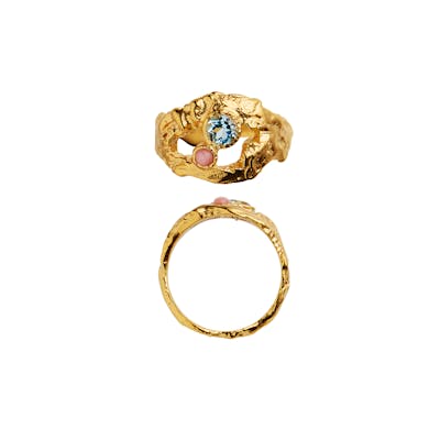STINE A Jewelry — My Love Rock Ring With Blue Topas/Pink Opal STINE A Jewelry My Love Rock Ring With Blue Topas/Pink Opal — Ringer