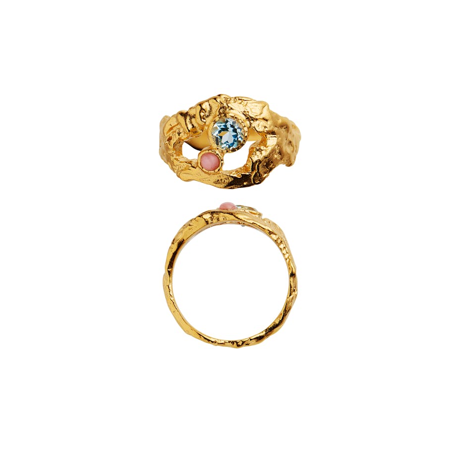 STINE A Jewelry — My Love Rock Ring With Blue Topas/Pink Opal STINE A Jewelry My Love Rock Ring With Blue Topas/Pink Opal — Ring