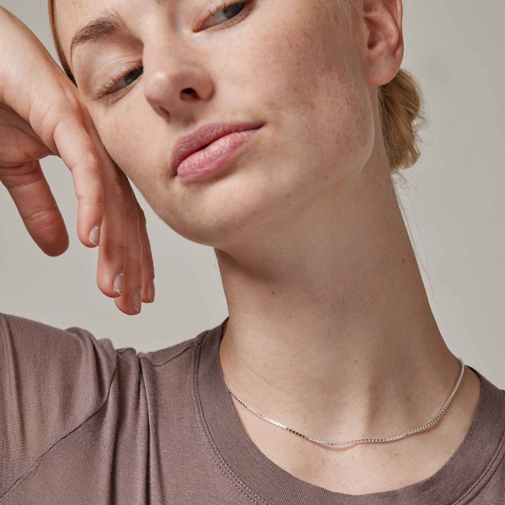 Enamel Copenhagen Box Chain Necklace 1,45 mm — Halskette