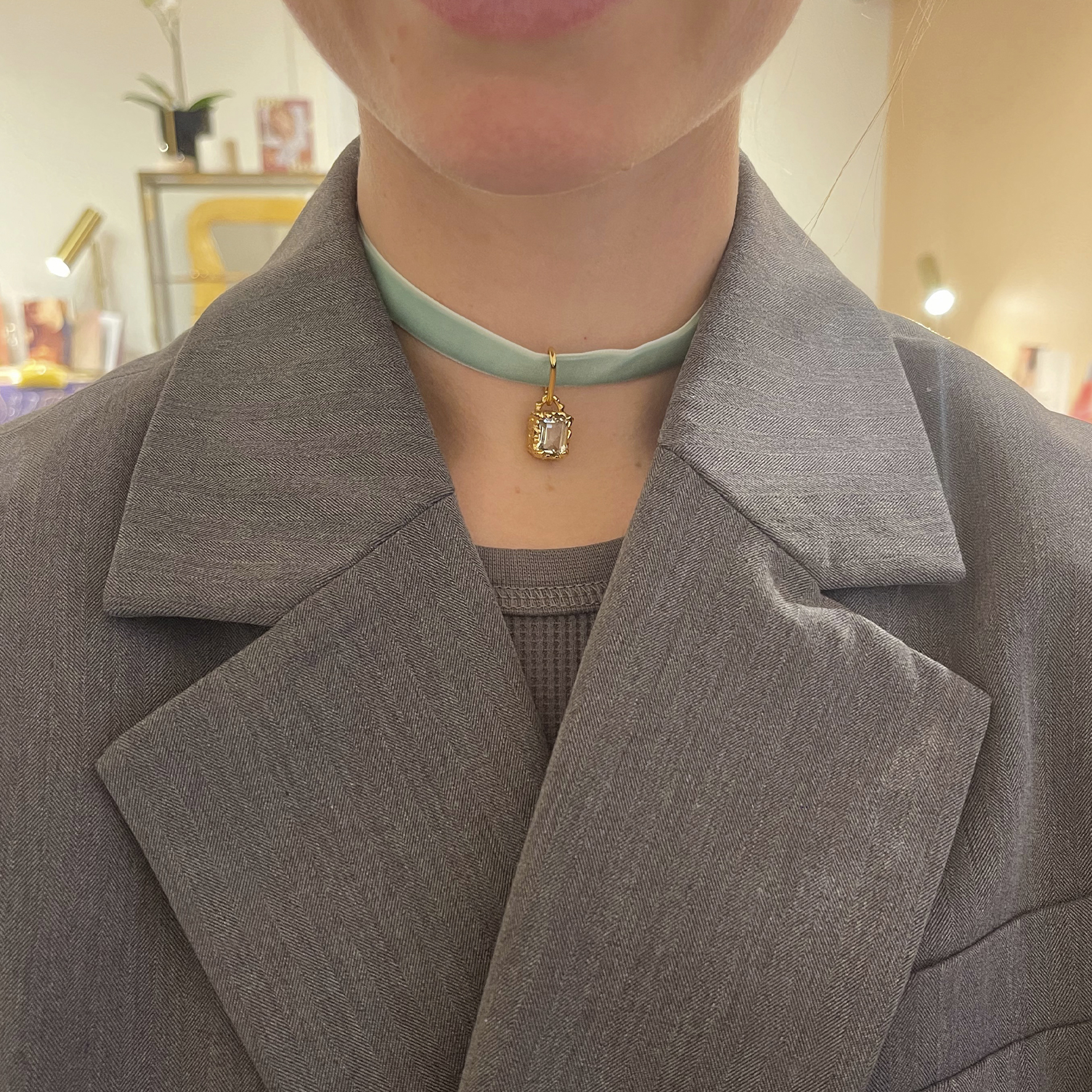 House Of Vincent String Of Prosperity Necklace Choker Green Amethyst — Náhrdelník