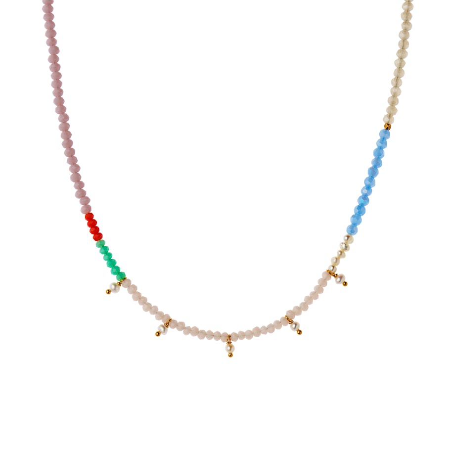 STINE A Jewelry — Heavenly Pearl Dream Necklace With Five Pendants Coral & Cool Mint STINE A Jewelry Heavenly Pearl Dream Necklace With Five Pendants Coral & Cool Mint — Halsband