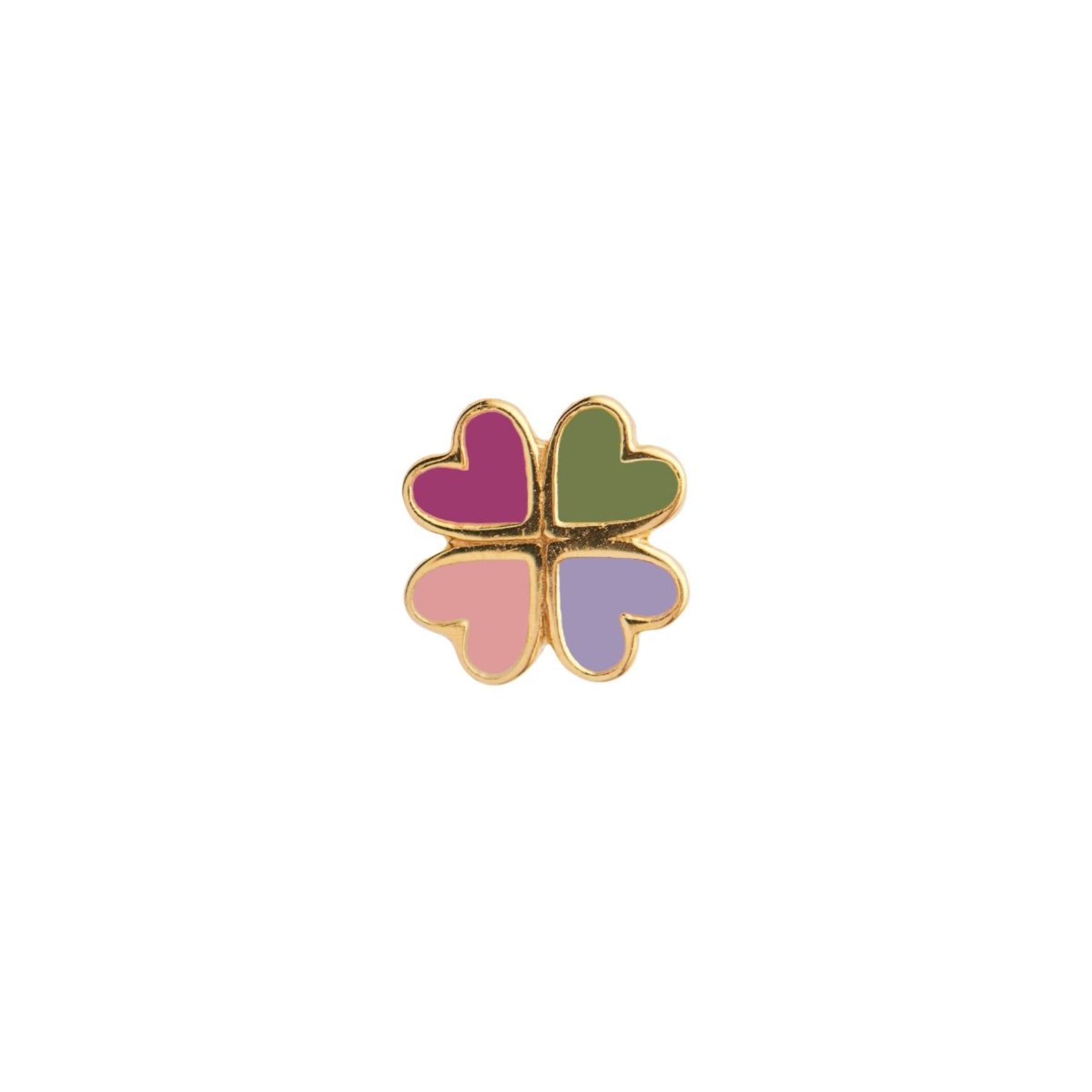 STINE A Jewelry Love Heart Clover Enamel Pink Fuschia Earstick — Øreringe