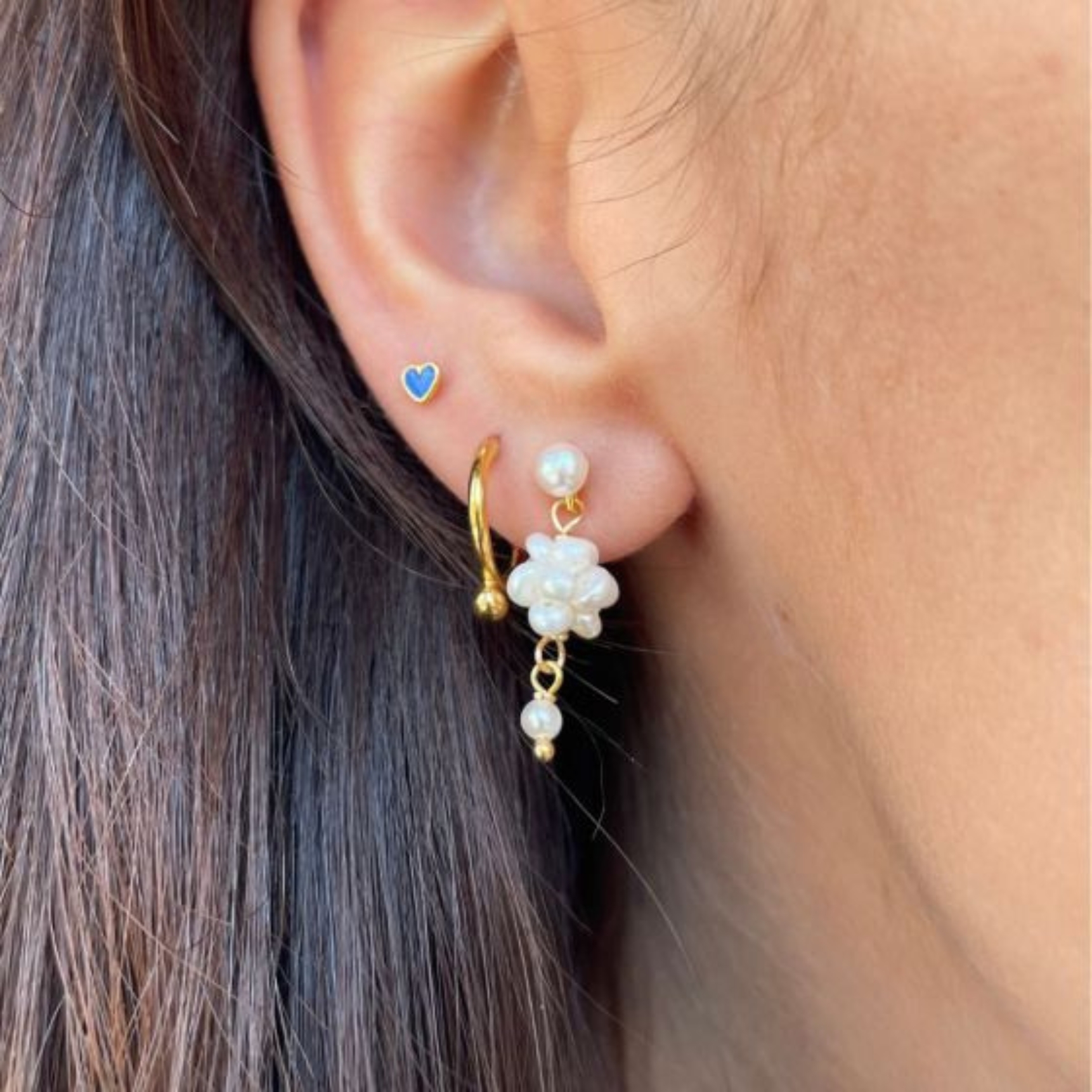 STINE A Jewelry Petit Love Heart Cobalt Blue Enamel (Stine A Jewelry) — Náušnice