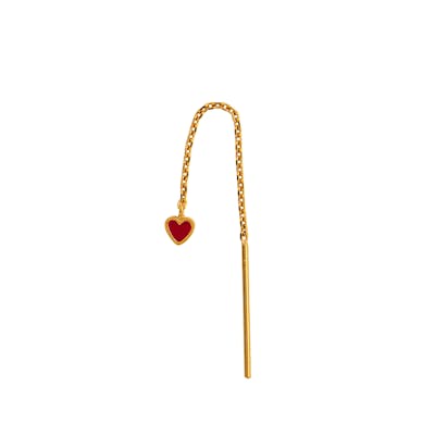 STINE A Jewelry — Dangling Love Heart Burgundy Enamel Earring - Single STINE A Jewelry Dangling Love Heart Burgundy Enamel Earring - Single — Øreringer