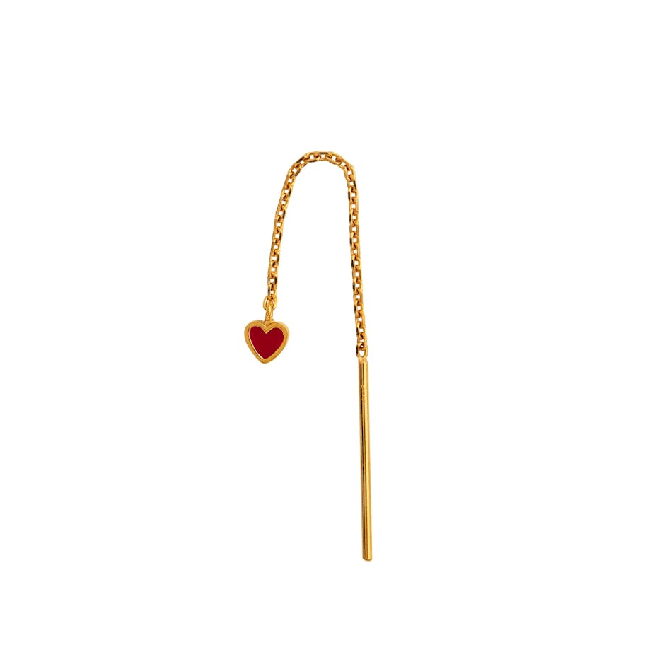 STINE A Jewelry — Dangling Love Heart Burgundy Enamel Earring - Single STINE A Jewelry Dangling Love Heart Burgundy Enamel Earring - Single — Örhängen