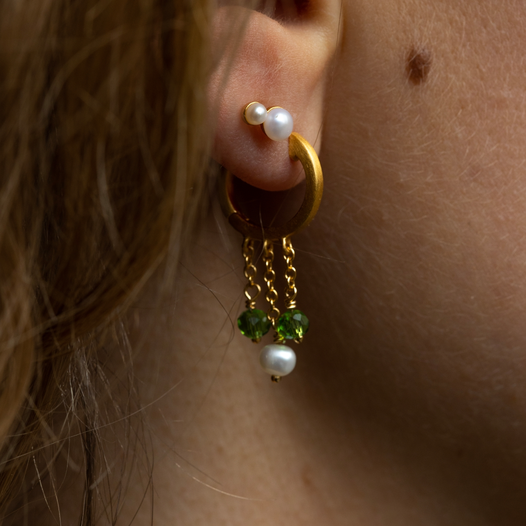 byBiehl Tienne Hoops Green — Øreringe