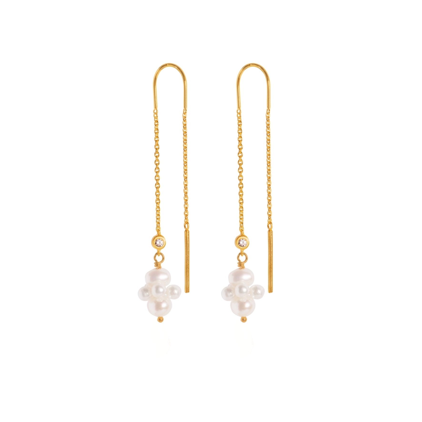 byBiehl Pearl Cluster Dangling Earrings — Øreringe