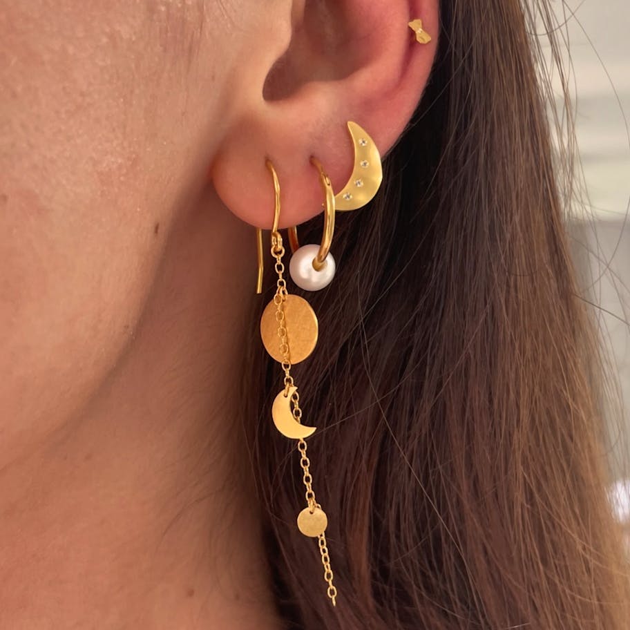 STINE A Jewelry — Sun And Moon Earring With Chain STINE A Jewelry Sun And Moon Earring With Chain — Earrings