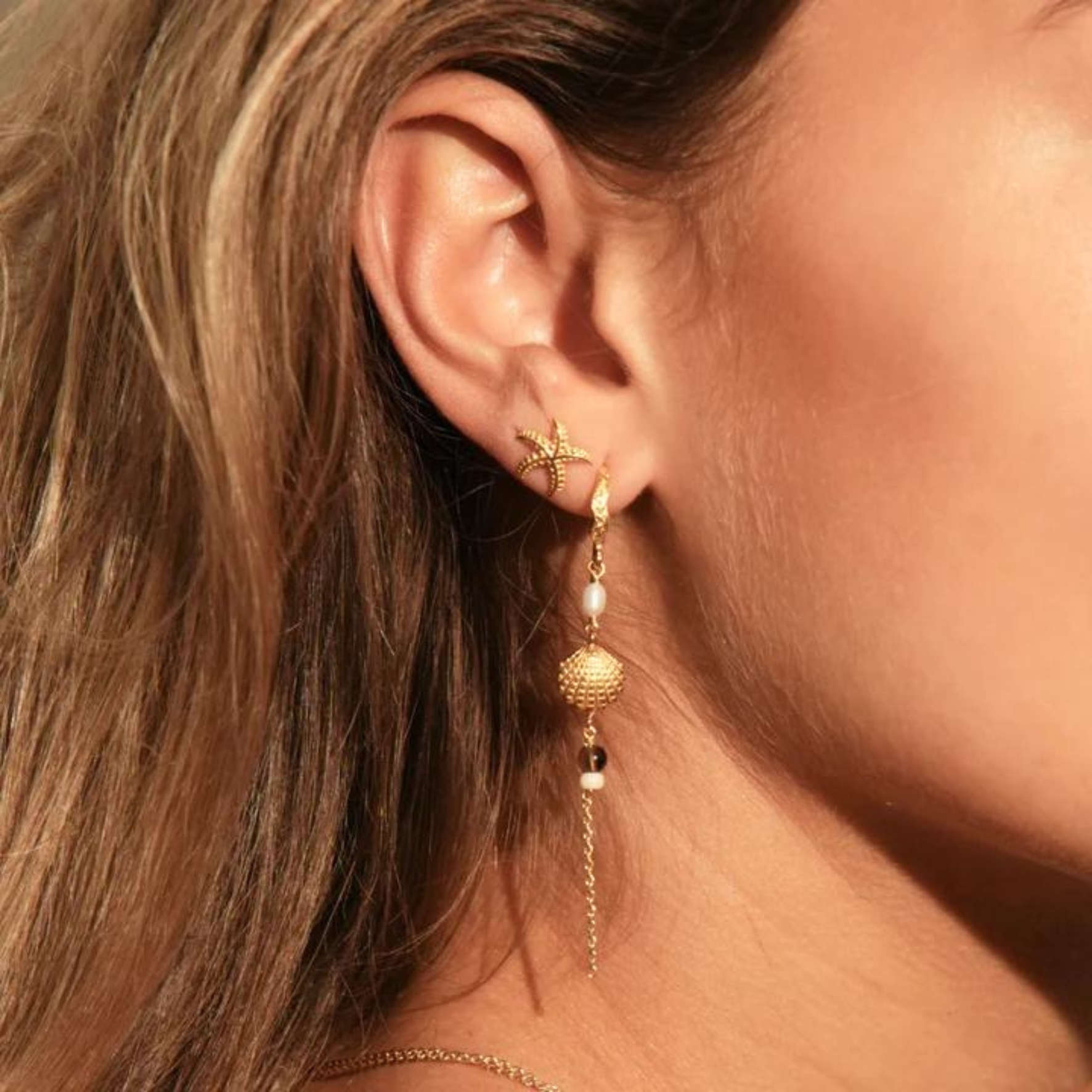 Sistie Marina Seashell Earchains — Øreringe