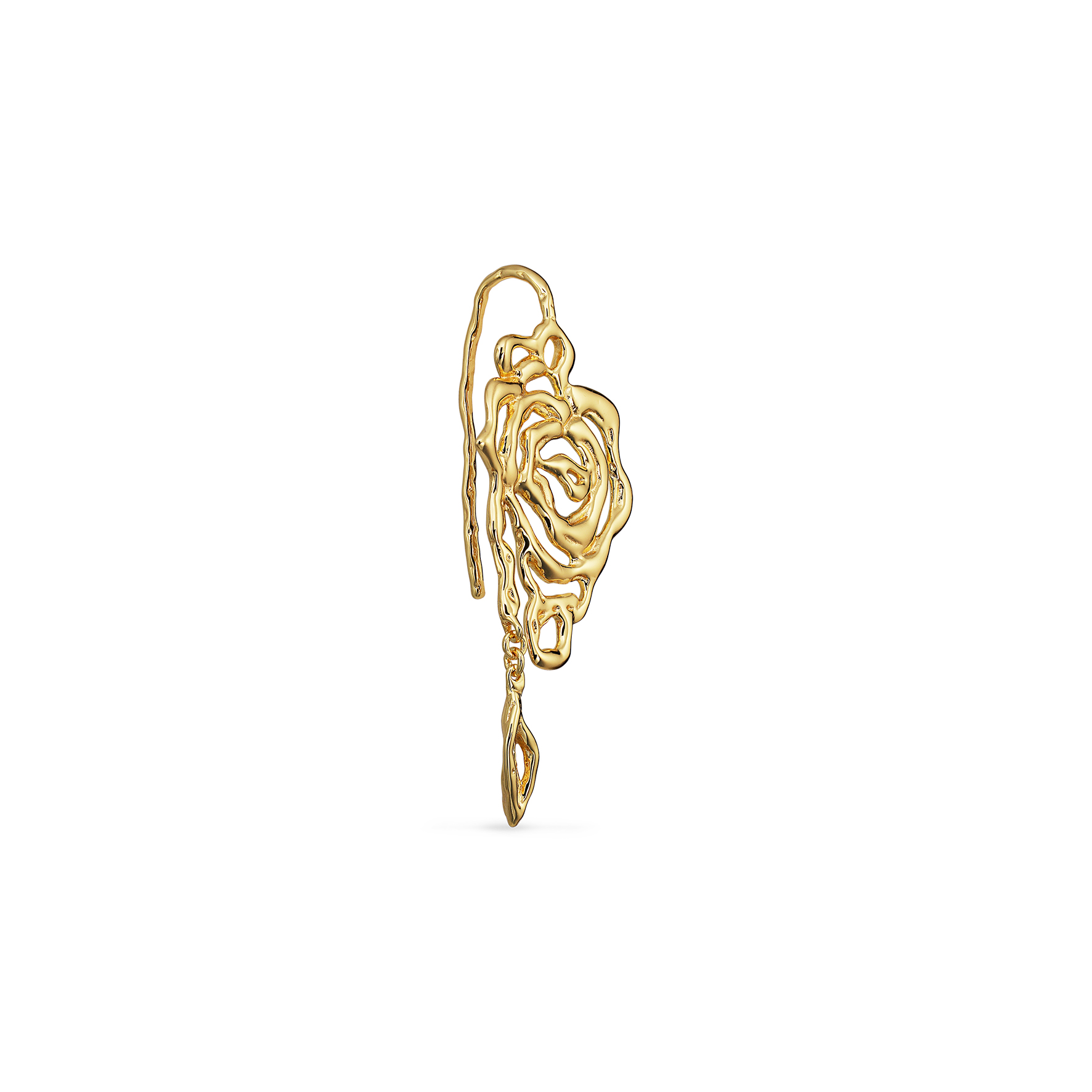 Jane Kønig Rose Earring With Leaf Drop Left — Korvakorut