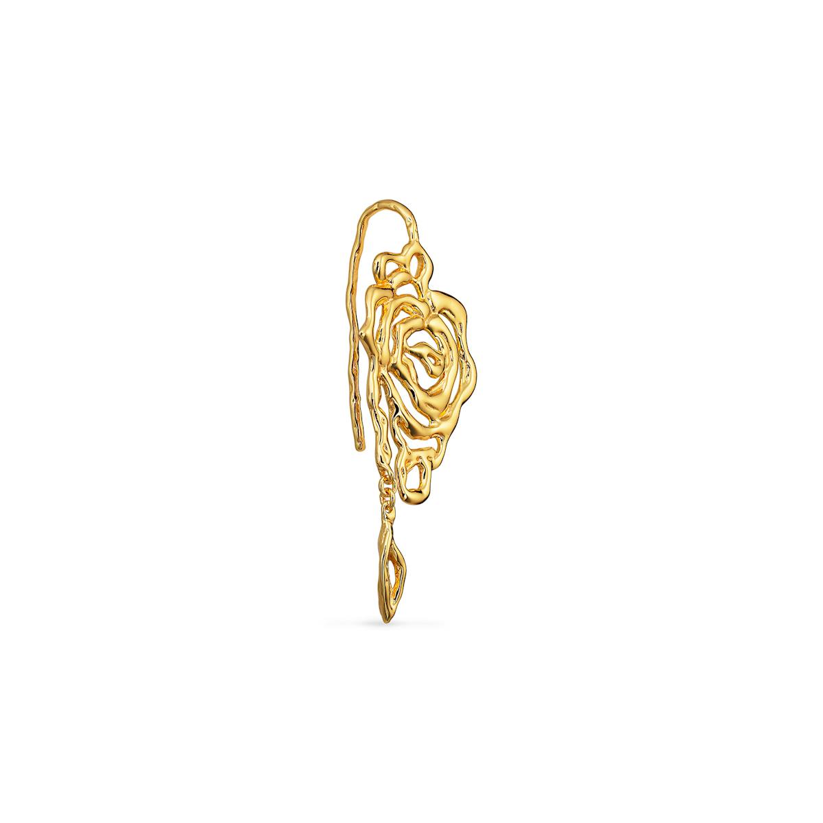 Jane Kønig — Rose Earring With Leaf Drop Left Jane Kønig Rose Earring With Leaf Drop Left — Boucle d'oreille