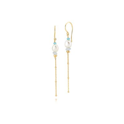 Sistie — Beach Earrings Blue With Pearl Sistie Beach Earrings Blue With Pearl — Örhängen