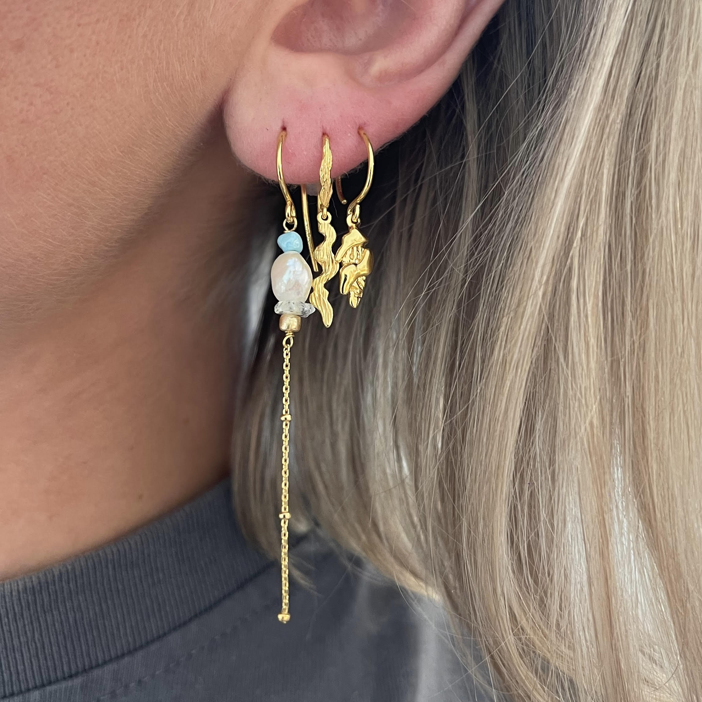 Sistie Beach Earrings Blue With Pearl — Øreringe
