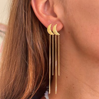 STINE A Jewelry — Bella Moon Earring with Long Chains STINE A Jewelry Bella Moon Earring with Long Chains — Kolczyk