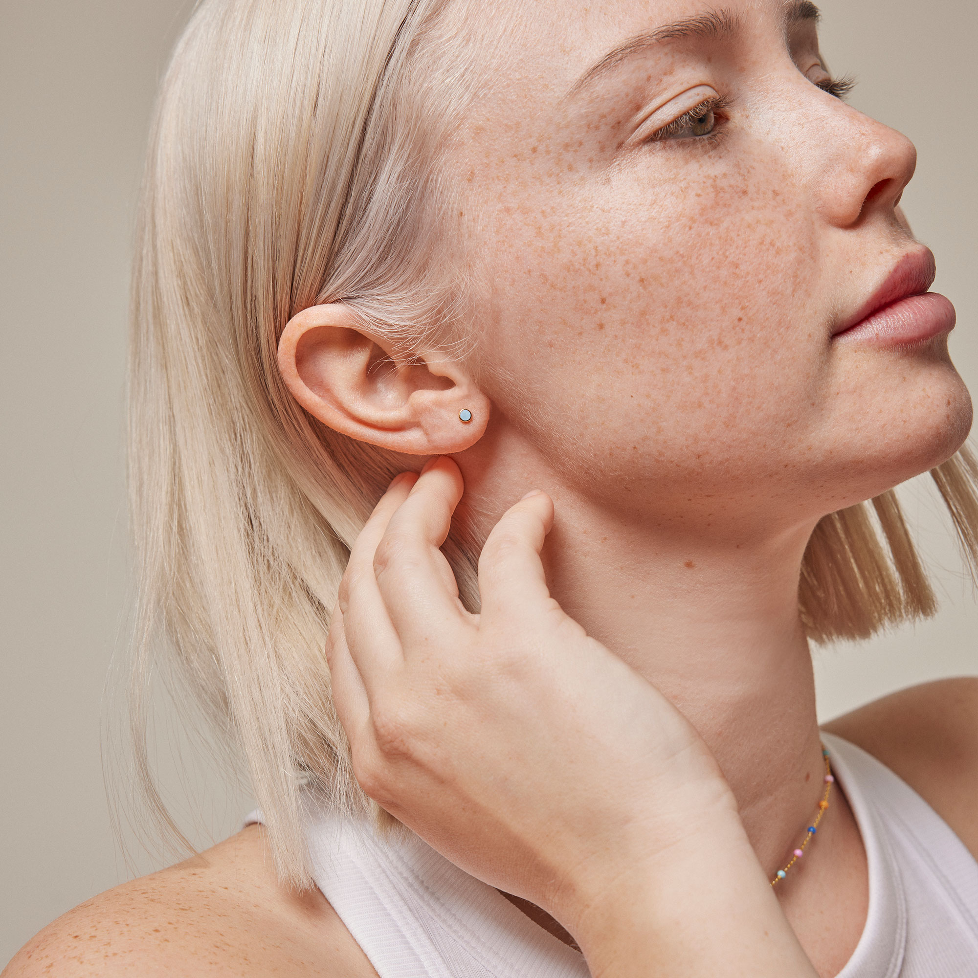 Enamel Copenhagen Enamel Dot Studs Petrol Green — Earrings