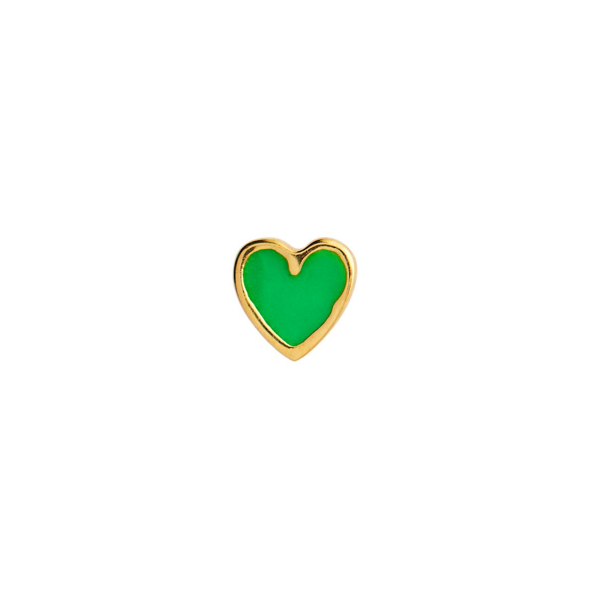 STINE A Jewelry — Petit Love Heart Grass Green Enamel Earring STINE A Jewelry Petit Love Heart Grass Green Enamel Earring — Øreringer